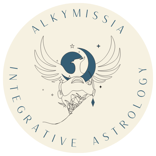 integrative astrology symbolized by alkymissia's logo with a phoenix and stars
