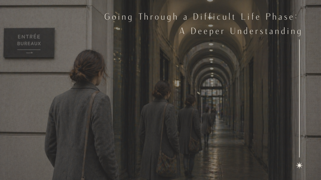 going through a difficult life phase, woman walking alone in a symbolic passage