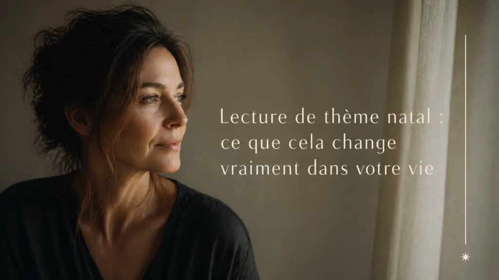 femme en introspection pendant une lecture de thème natal