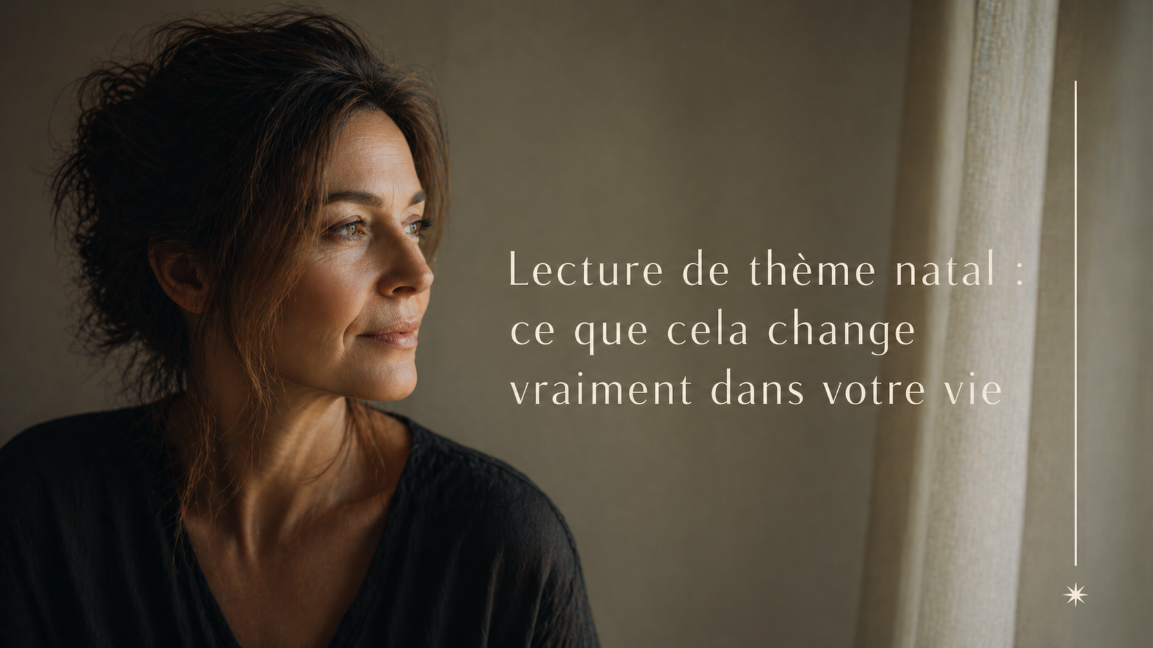 femme en introspection pendant une lecture de thème natal